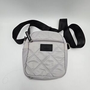 STEVE MADDEN Quilted Crossbody Bag Light Gray Nylon Adjustable Strap
